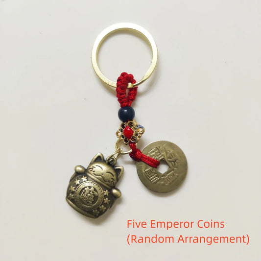Vintage Handmade Lucky Cat Car Keychain